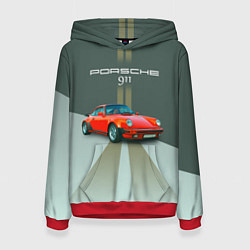 Толстовка-худи женская Porsche спортивный немецкий автомобиль, цвет: 3D-красный