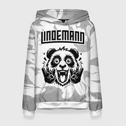 Толстовка-худи женская Lindemann рок панда на светлом фоне, цвет: 3D-белый