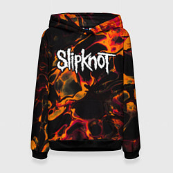 Толстовка-худи женская Slipknot red lava, цвет: 3D-черный