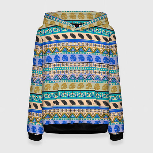 Женская толстовка Полосатый тропический летний узор / 3D-Черный – фото 1