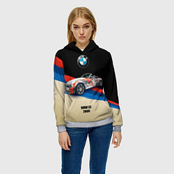 Толстовка-худи женская Немецкий родстер BMW Z3, цвет: 3D-меланж — фото 2