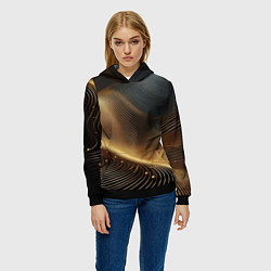 Толстовка-худи женская Золотые линии с шариками, цвет: 3D-черный — фото 2