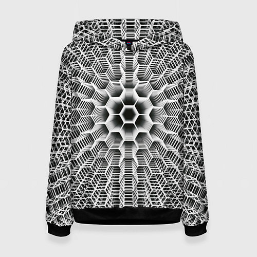 Женская толстовка Бесконечный гексагональный каркас / 3D-Черный – фото 1