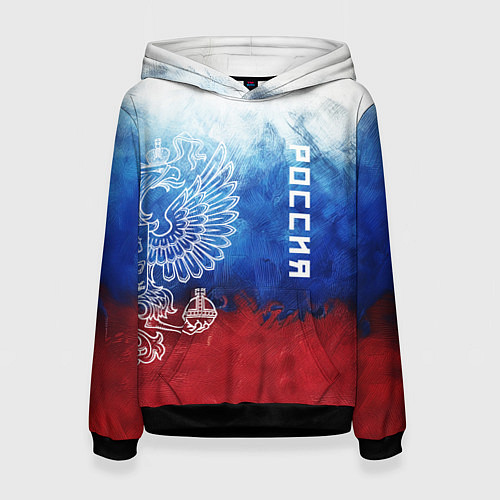 Женская толстовка Герб России и флаг / 3D-Черный – фото 1