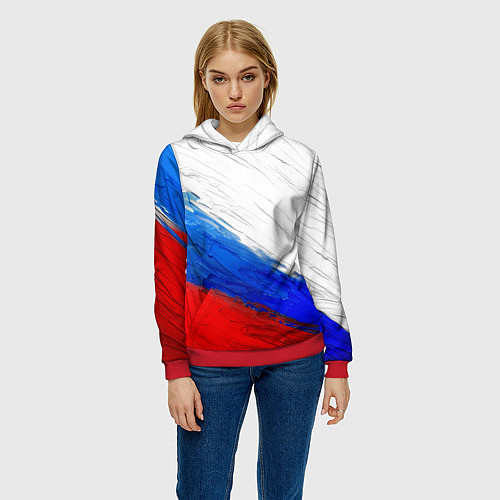 Женская толстовка Триколор красками / 3D-Красный – фото 3