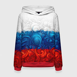 Толстовка-худи женская Орнамент триколор, цвет: 3D-красный
