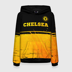 Толстовка-худи женская Chelsea - gold gradient посередине, цвет: 3D-черный