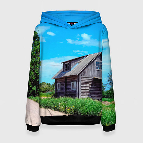 Женская толстовка Дом в деревне / 3D-Черный – фото 1