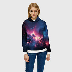 Толстовка-худи женская Взрыв в космосе, цвет: 3D-белый — фото 2