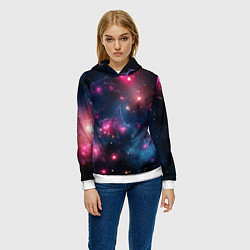 Толстовка-худи женская Абстрактный космос фантастика, цвет: 3D-белый — фото 2