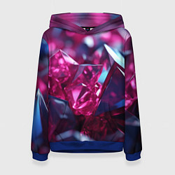 Толстовка-худи женская Яркие розовые хрусталики, цвет: 3D-синий