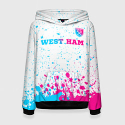 Толстовка-худи женская West Ham neon gradient style посередине, цвет: 3D-черный