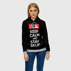 Толстовка-худи женская Keep calm and stay skuf, цвет: 3D-меланж — фото 2