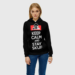 Толстовка-худи женская Keep calm and stay skuf, цвет: 3D-черный — фото 2