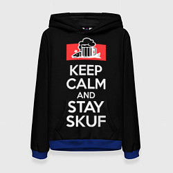 Толстовка-худи женская Keep calm and stay skuf, цвет: 3D-синий