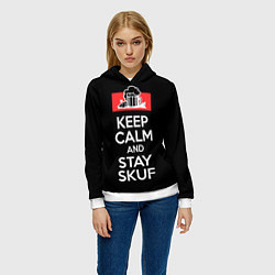 Толстовка-худи женская Keep calm and stay skuf, цвет: 3D-белый — фото 2