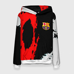 Толстовка-худи женская Barcelona fc краски спорт, цвет: 3D-белый