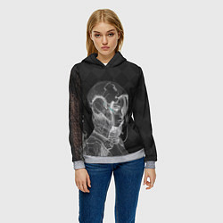 Толстовка-худи женская Инверсия девушки в шлеме, цвет: 3D-меланж — фото 2