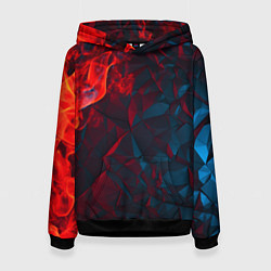 Толстовка-худи женская Темная абстракция с разломом красных плит, цвет: 3D-черный