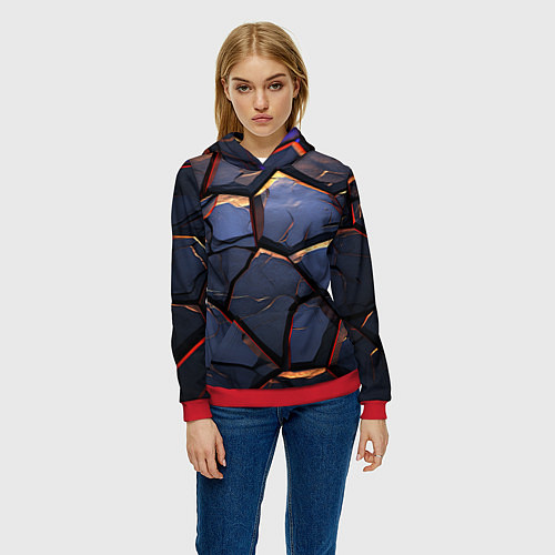 Женская толстовка Темная абстрактная объемная плитка / 3D-Красный – фото 3