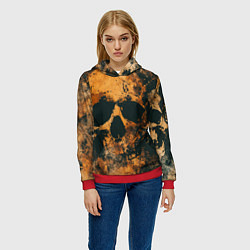 Толстовка-худи женская Гранжевые черепа, цвет: 3D-красный — фото 2