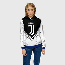 Толстовка-худи женская Juventus sport geometry fc club, цвет: 3D-синий — фото 2