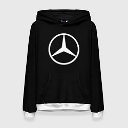 Толстовка-худи женская Mercedes benz logo white, цвет: 3D-белый