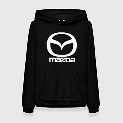 Толстовка-худи женская Mazda logo white, цвет: 3D-черный