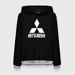 Толстовка-худи женская Mitsubishi logo white, цвет: 3D-меланж