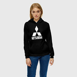 Толстовка-худи женская Mitsubishi logo white, цвет: 3D-черный — фото 2