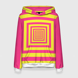 Толстовка-худи женская Желтые квадраты трансформация, цвет: 3D-белый