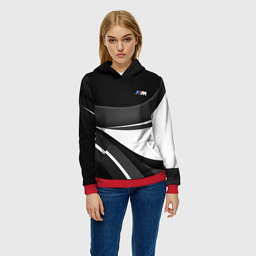 Женская толстовка BMW M - монохромный / 3D-Красный – фото 3