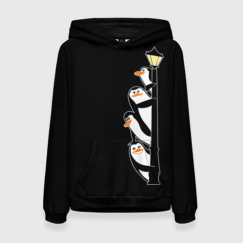 Женская толстовка Пингвины на фонарном столбе / 3D-Черный – фото 1