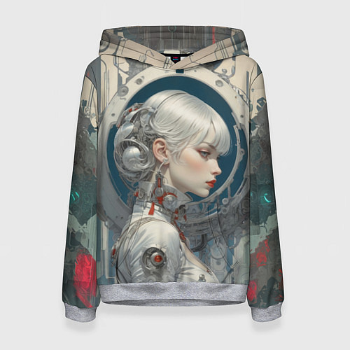 Женская толстовка Платиновая девушка-андроид / 3D-Меланж – фото 1