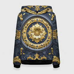 Толстовка-худи женская Объемные золотые классические узоры, цвет: 3D-черный