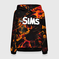 Толстовка-худи женская The Sims red lava, цвет: 3D-черный