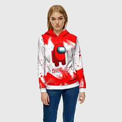 Толстовка-худи женская Амонг ас красный огонь, цвет: 3D-белый — фото 2