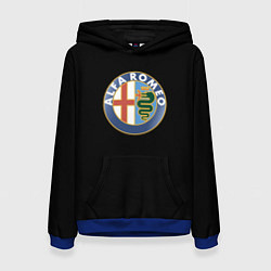 Толстовка-худи женская Alfa romeo авто, цвет: 3D-синий