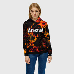 Толстовка-худи женская Arsenal red lava, цвет: 3D-черный — фото 2