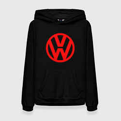 Толстовка-худи женская Volkswagen red logo, цвет: 3D-черный