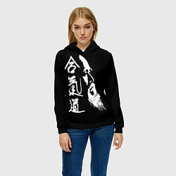 Толстовка-худи женская Морихэй Уэсиба - создатель айкидо, цвет: 3D-черный — фото 2