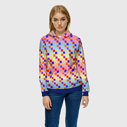 Толстовка-худи женская Тетрис импровизированный, цвет: 3D-синий — фото 2