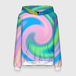 Толстовка-худи женская Абстракция спиральная, цвет: 3D-белый