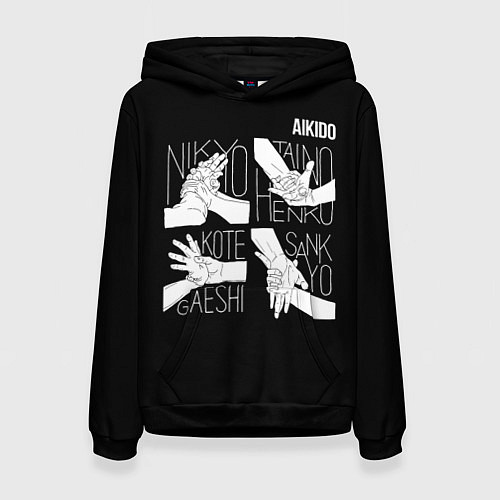Женская толстовка Айкидо - техника захвата кисти руки / 3D-Черный – фото 1