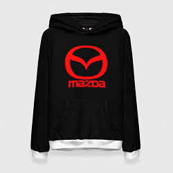 Толстовка-худи женская Mazda red logo, цвет: 3D-белый