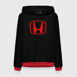 Толстовка-худи женская Honda red logo auto, цвет: 3D-красный