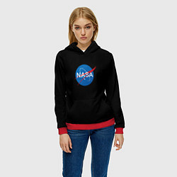 Толстовка-худи женская Nasa logo space blue, цвет: 3D-красный — фото 2