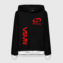 Толстовка-худи женская Nasa space red logo, цвет: 3D-белый