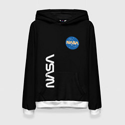 Толстовка-худи женская NASA logo usa space, цвет: 3D-белый