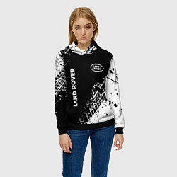 Толстовка-худи женская Ленд Ровер: следы от шин, цвет: 3D-черный — фото 2